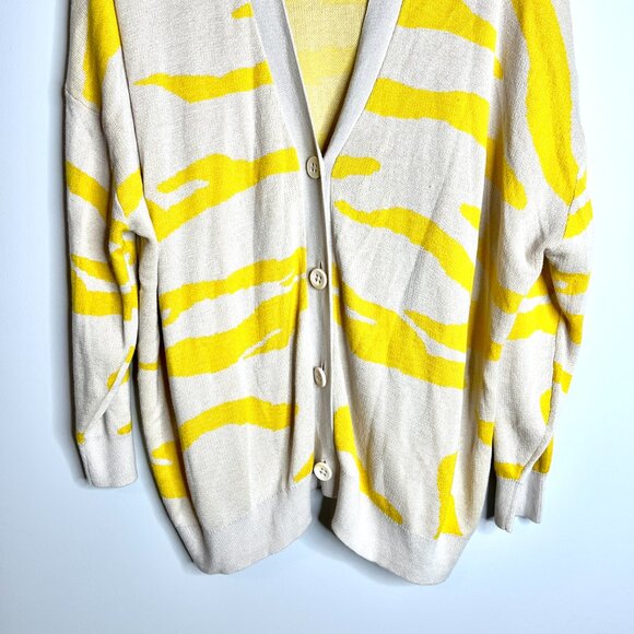 CAbi #5836 Roar Cardigan Sweater Tiger Stripe V-Neck Oversized Slouchy Sz Large - Picture 5 of 7